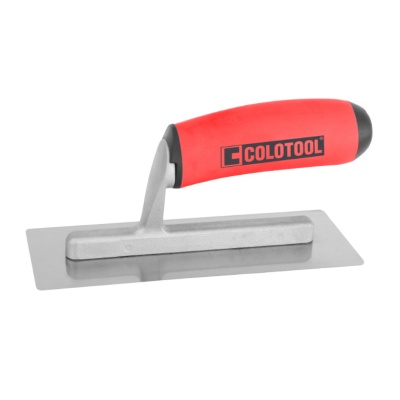 Desempenadeira metálica com punho vermelho e preto