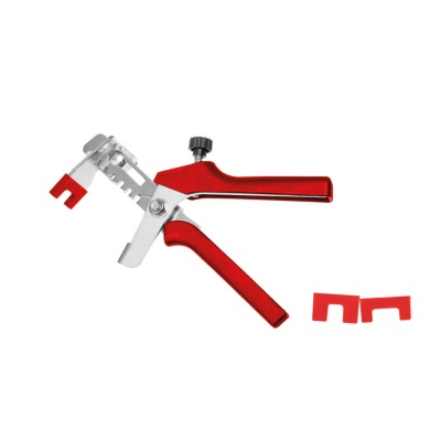 Alicate nivelador para azulejos vermelho e metálico com peças plásticas