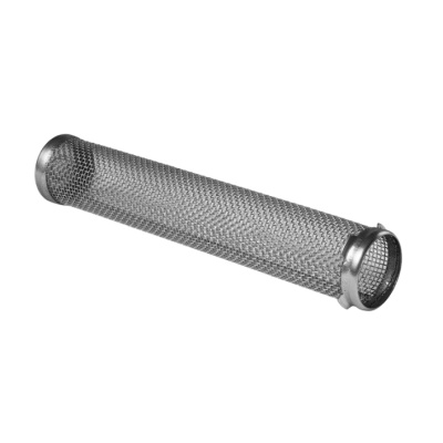 Filtro cilíndrico de malha metálica prateada