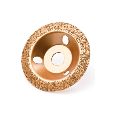 Roda abrasiva metálica dourada com borda granulado