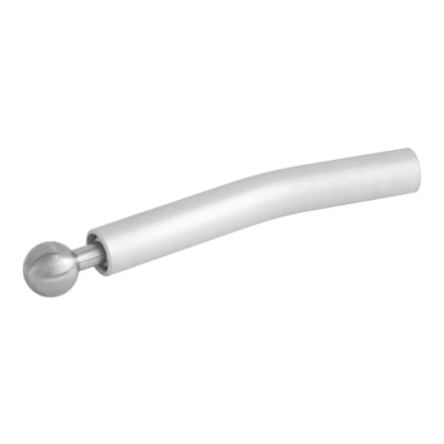 Varão de cortina branco curvado com esfera metálica na ponta