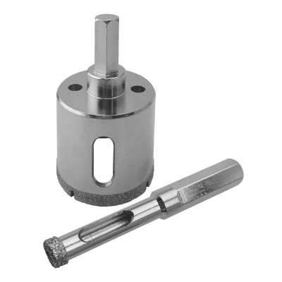 Conjunto de duas brocas diamantadas metálicas prateadas para ferramentas