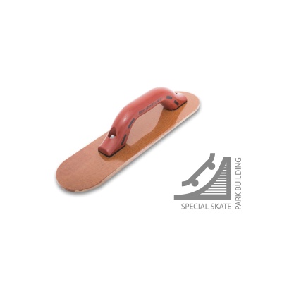 Prancha para treino de equilíbrio com pega vermelha sobre base de madeira