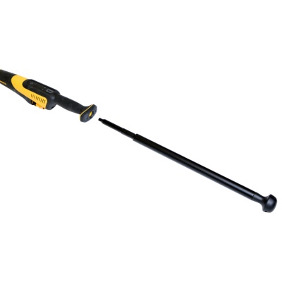 bastão retrátil preto com punho amarelo e preto