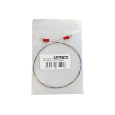 Cabo de aço com extremidades vermelhas em embalagem plástica transparente