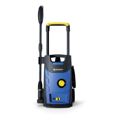Máquina de limpeza alta pressão azul e preta MICHELIN com detalhes amarelos