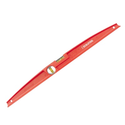 Nível de bolha vermelho COOLTOOL com duas bolhas de nível em fundo branco