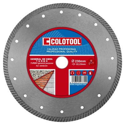 Disco de corte COLOTOOL Turbo 230mm com rótulo azul, vermelho e branco
