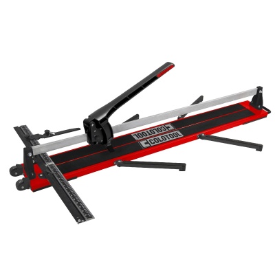 Cortador de azulejos manual preto e vermelho com alavanca e régua de medidas