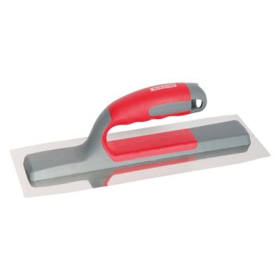 Espátula com punho vermelho e cinzento e lâmina rectangular cinzenta