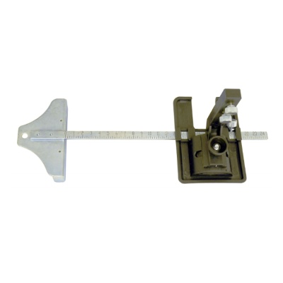 Depth gauge metálico com escala e parte de fixação preta