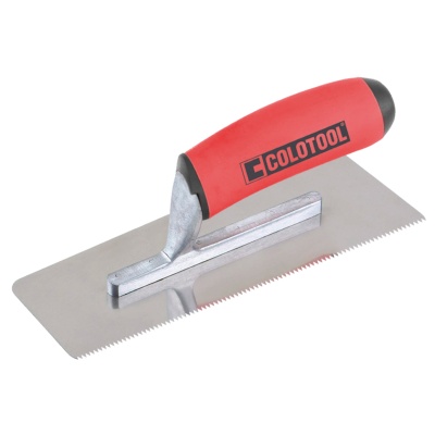 Espátula dentada metálica com pega vermelha COLOTOOL