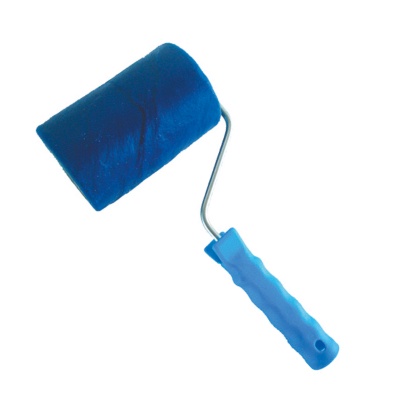 Rolo de pintura azul com cabo ergonómico azul