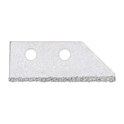 Peça metálica prateada com dois orifícios e base áspera