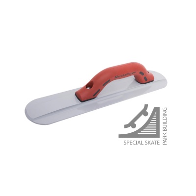 Desempenadeira metálica com alça vermelha e texto 'Marshmallow'