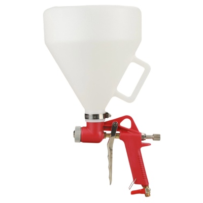 Pistola de pulverização vermelha com reservatório branco translúcido