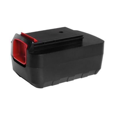 Bateria recarregável preta com detalhes vermelhos