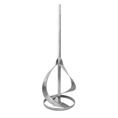 Misturador de tinta metálico prateado com lâminas curvas e base circular