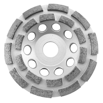 disco abrasivo circular cinza e prata com segmentos de metal e diamante