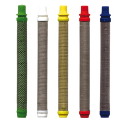 Cinco filtros metálicos coloridos para água