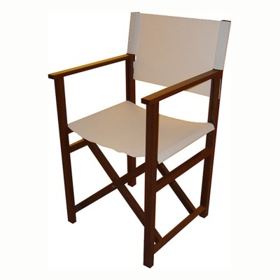 Cadeira de madeira com assento e encosto em tecido branco