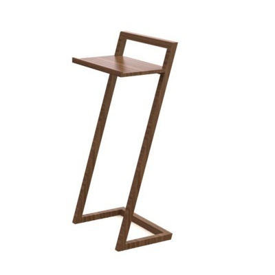 Mesa alta moderna em madeira castanha com estrutura inclinada