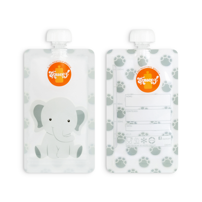 Sacoss reutilizáveis para bebidas com tampa e desenho de elefante e patas