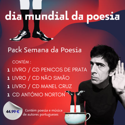 Promoção Pack Semana da Poesia com livros e CDs de autores portugueses, preço 44.99€.