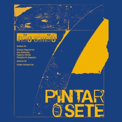 Capa azul com texto amarelo 'não simão' e 'PINTAR O SETE'