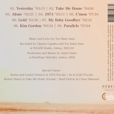 Verso de álbum com lista de músicas, créditos e informação de produção