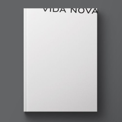 Livro capa branca com texto 'VIDA NOVA' no topo