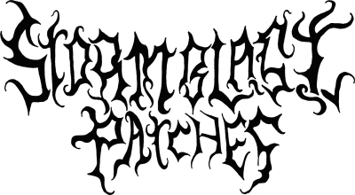 Texto estilizado preto difícil de ler em fundo escuro