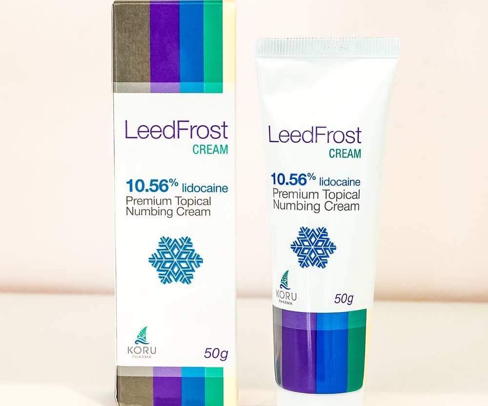Tubo e caixa do creme LeedFrost lidocaína 10,56%