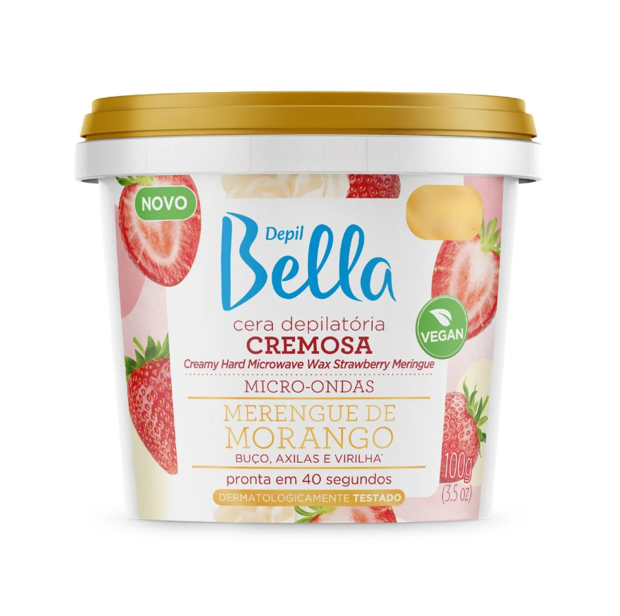 Recipiente de cera depilatória cremosa com imagem de morangos