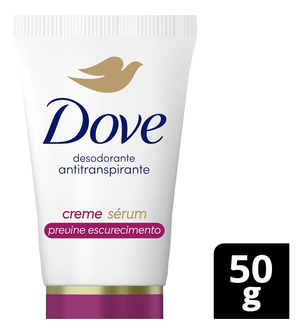 Tubo de desodorizante antitranspirante Dove creme sérum 50g