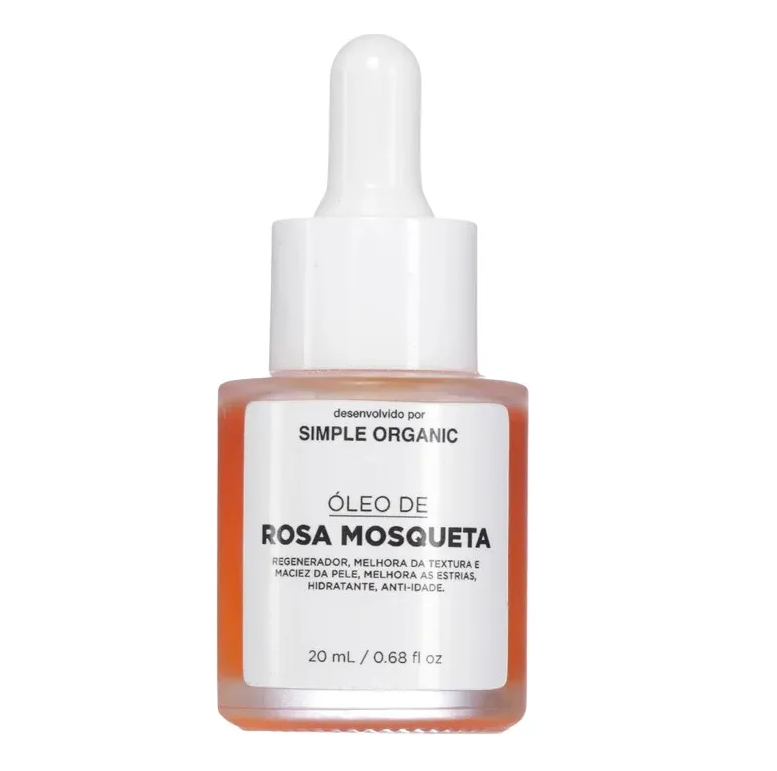 Frasco pequeno de óleo de rosa mosqueta com conta-gotas