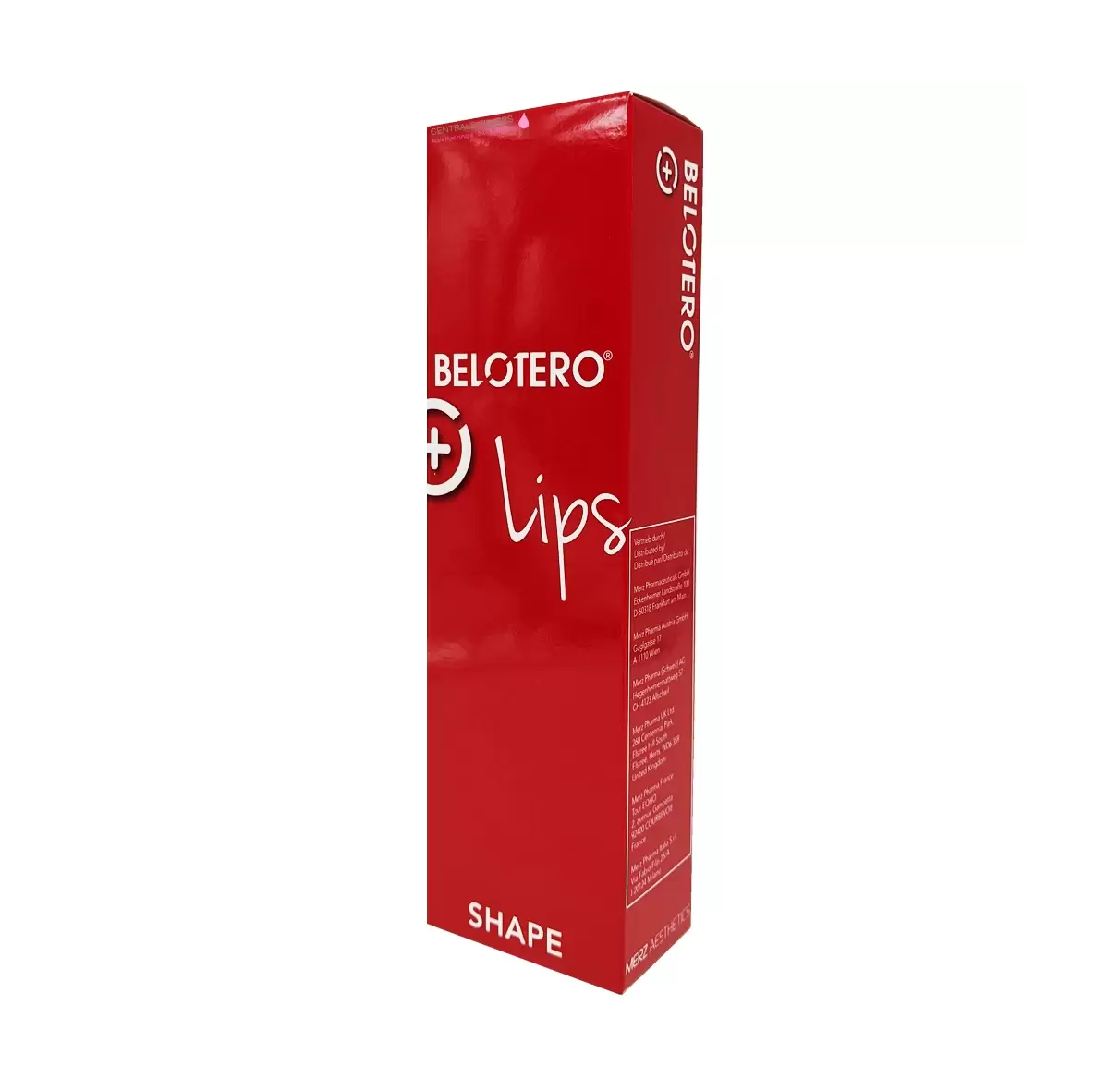 Embalagem vermelha de produto BELÖTERO Lips Shape