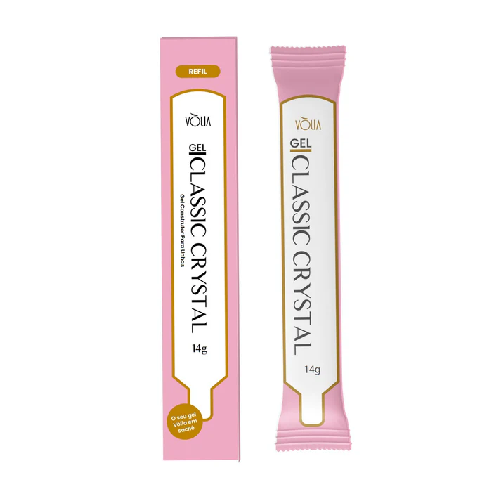 Embalagem e sachê do gel Classic Crystal da Vòlia