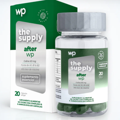 Suplemento alimentar the supply after wp em cápsulas softgel verdes em embalagem verde e branca