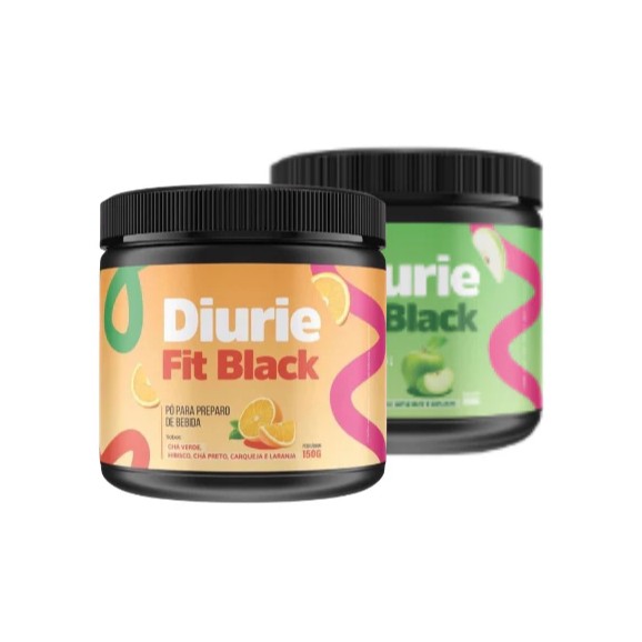 Dois frascos pretos com rótulos laranja e verde de pó para bebida