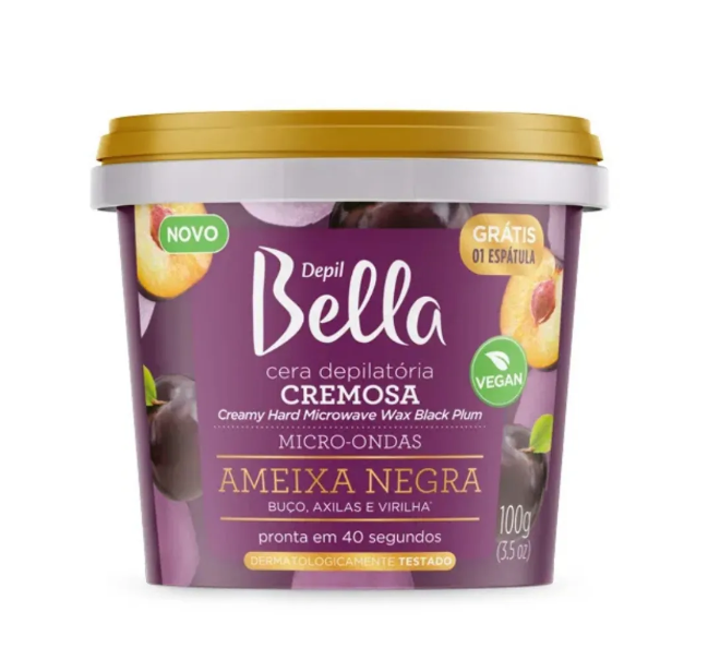 Recipiente de cera depilatória cremosa Depil Bella ameixa negra