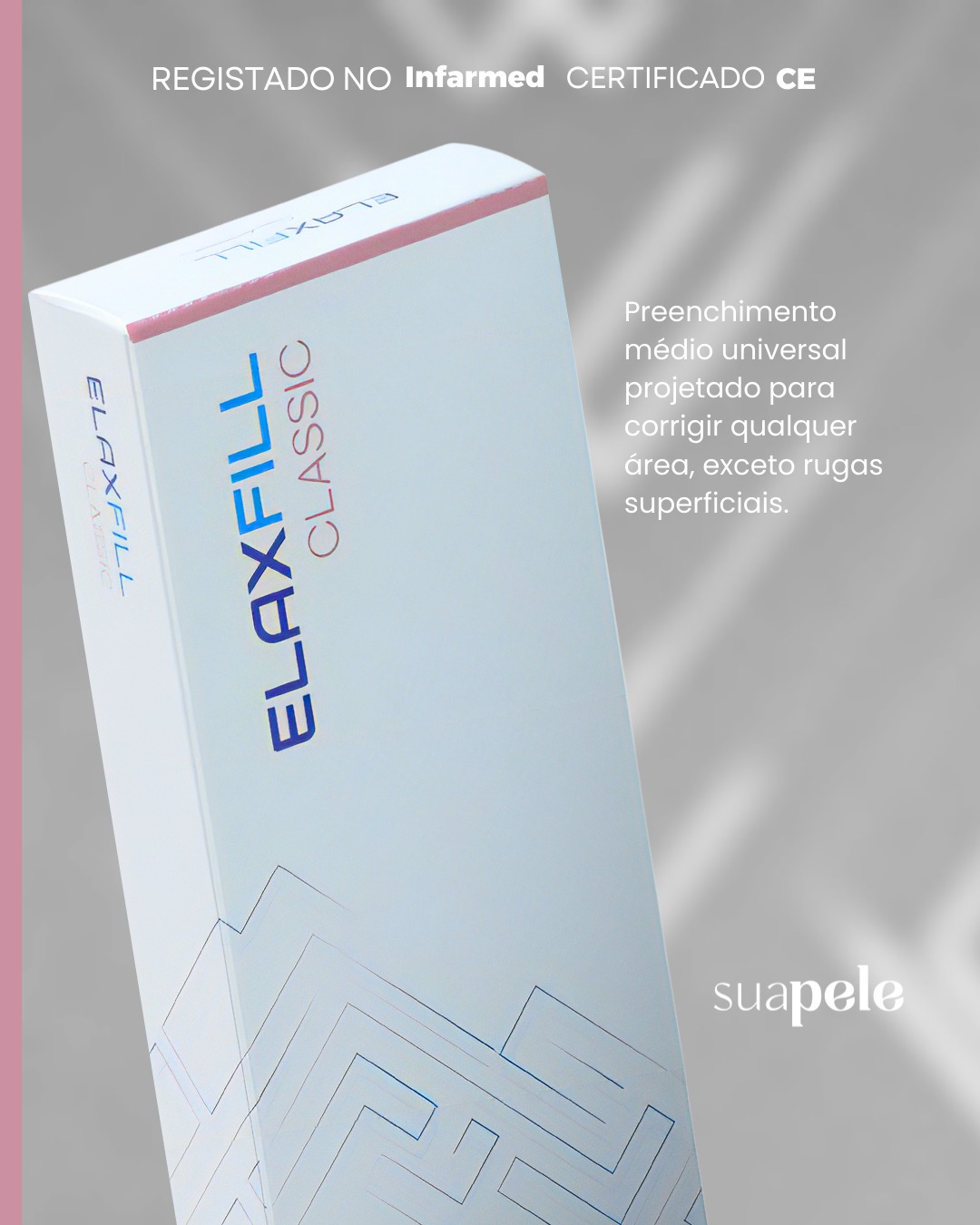 Embalagem do produto ELAXFILL CLASSIC com texto informativo em português