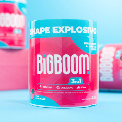 Suplemento alimentar BIGBOOM! 3 em 1 com creatina, colágeno e BCAA sabor pink lemonade