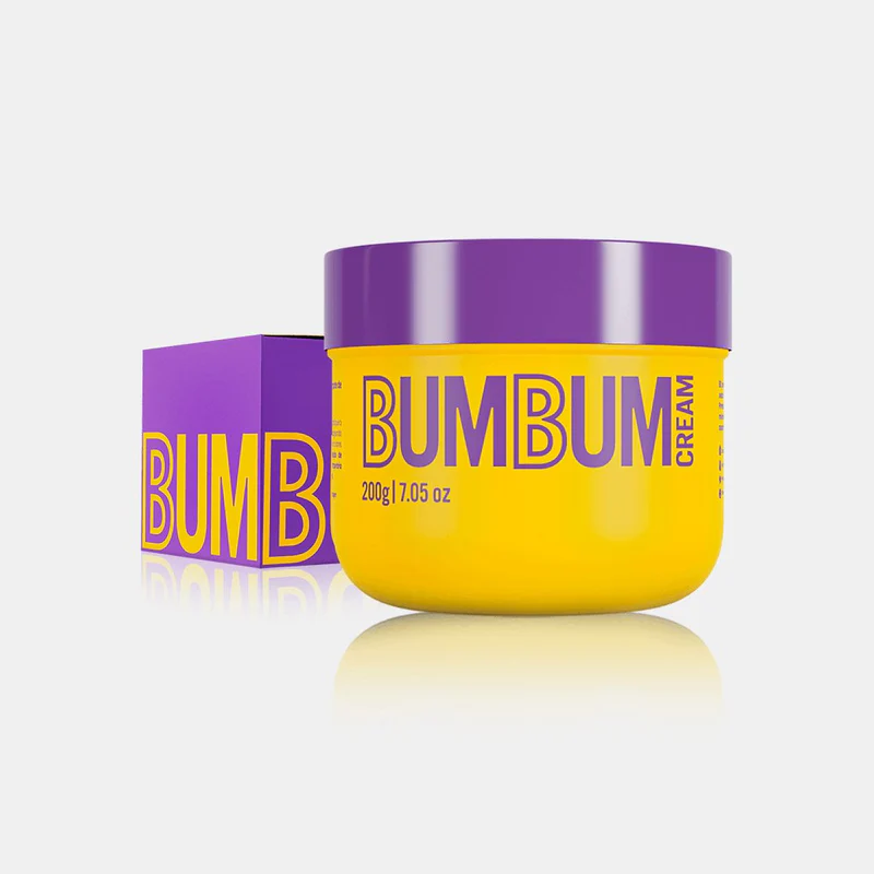 Creme BUM BUM amarelo com tampa roxa