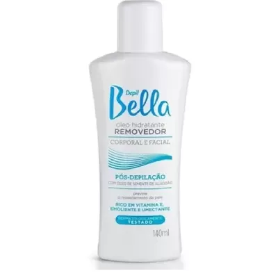 Frasco branco de óleo hidratante removedor Depil Bella 140 ml
