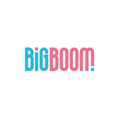 Logótipo BIGBOOM! em azul e cor-de-rosa
