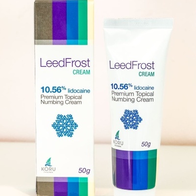 Tubo e caixa do creme LeedFrost lidocaína 10,56%