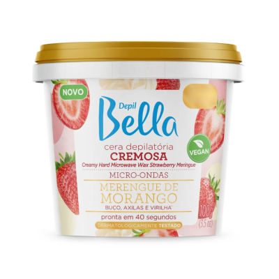 Recipiente de cera depilatória cremosa com imagem de morangos
