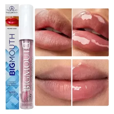 Gloss labial BIGMOUTH volume gloss e aplicação em lábios
