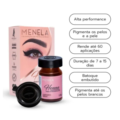 Kit&#x20;Henna&#x20;Sobrancelhas&#x20;Menela&#x20;-&#x20;Castanho&#x20;Escuro